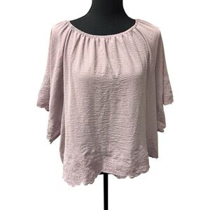 NWT Adrianna Papell XL Mauve Boat Neck Embroidered Blouse